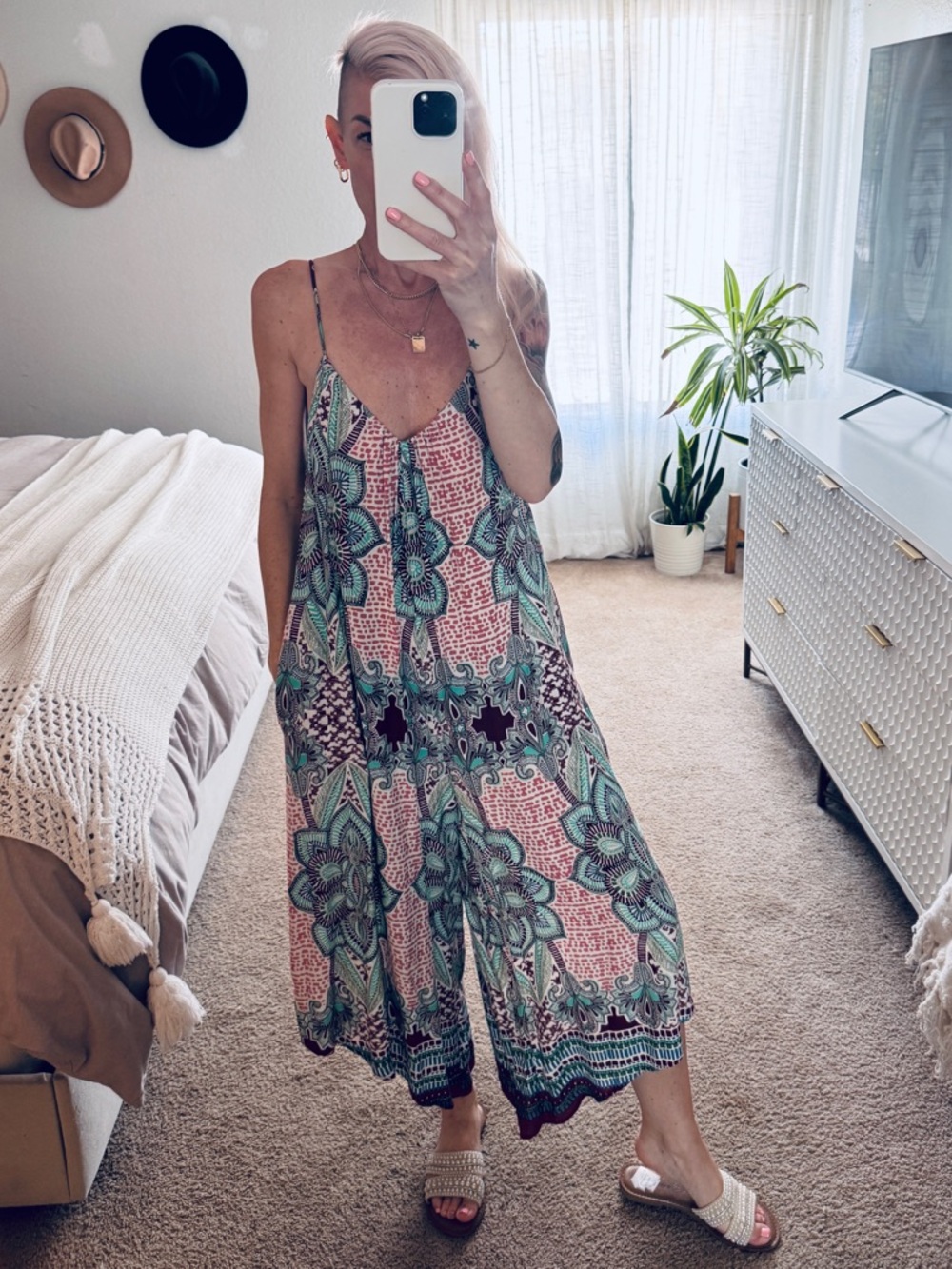 Boho Printed wide leg Jumpsuit / Playsuit w pockets by TYSA